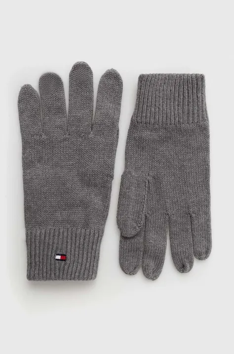 Γάντια με μείγμα κασμίρ Tommy Hilfiger χρώμα: γκρι