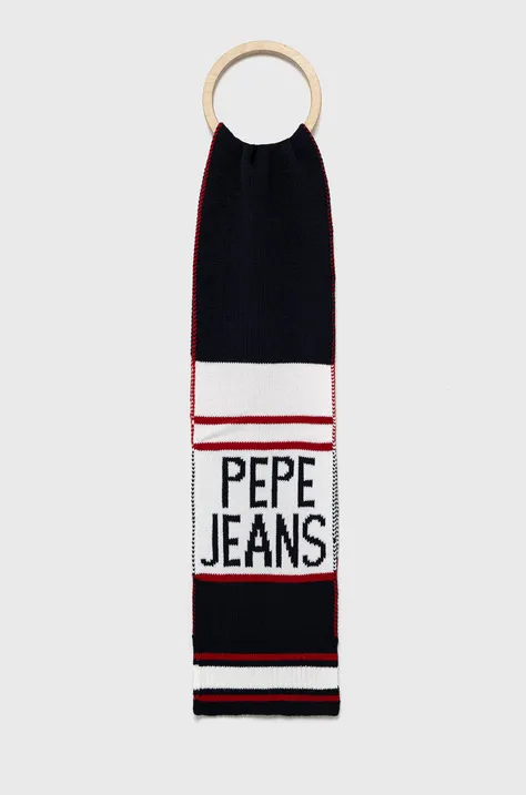 Pepe Jeans szalik kolor granatowy wzorzysty