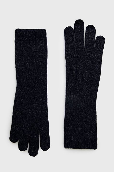 Γάντια από μείγμα μαλλιού Marella χρώμα: ναυτικό μπλε