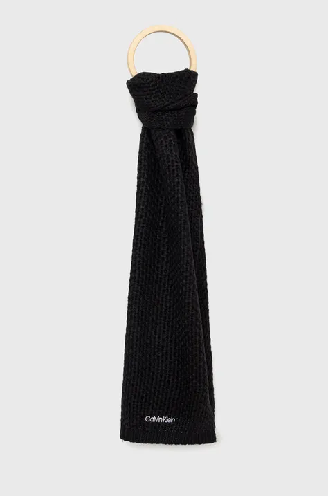 Calvin Klein esarfa din amestec de lana culoarea negru, neted