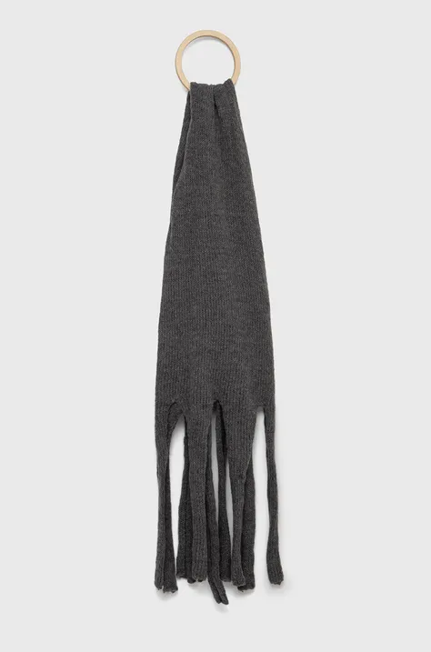 Шарф з домішкою вовни Sisley колір сірий однотонний