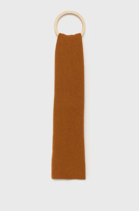 Шерстяной шарф United Colors of Benetton цвет коричневый однотонный