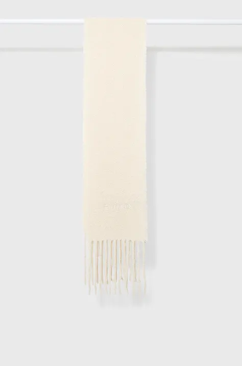 Вовняний шарф Pinko колір бежевий з аплікацією