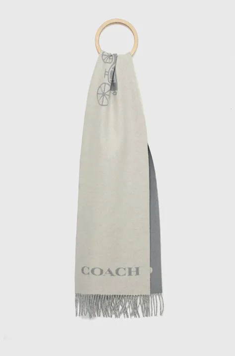 Кашеміровий шарф Coach колір сірий візерунок