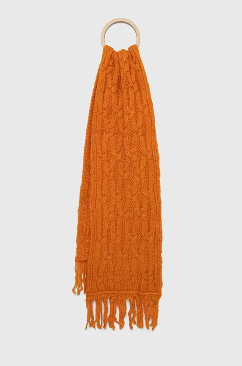 United Colors of Benetton esarfa din amestec de lana culoarea portocaliu, neted