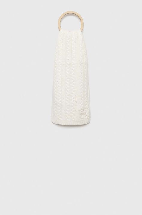Дитячий шарф з домішкою вовни Guess колір білий з аплікацією