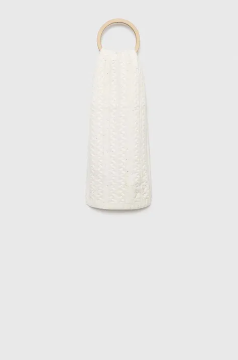 Дитячий шарф з домішкою вовни Guess колір білий з аплікацією