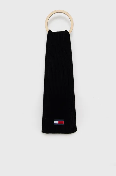 Дитячий шарф Tommy Hilfiger колір чорний однотонний