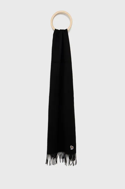 Вовняний шарф PS Paul Smith колір чорний однотонний