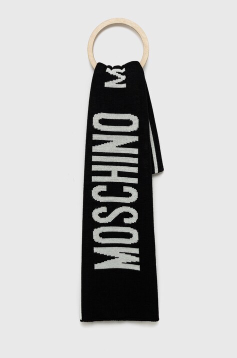 Moschino szalik z dodatkiem wełny kolor czarny M5634 50199