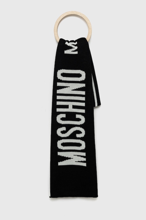 Шарф з додаванням вовни Moschino колір чорний візерунок M5634 50199