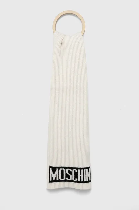 Moschino szalik męski kolor biały gładki