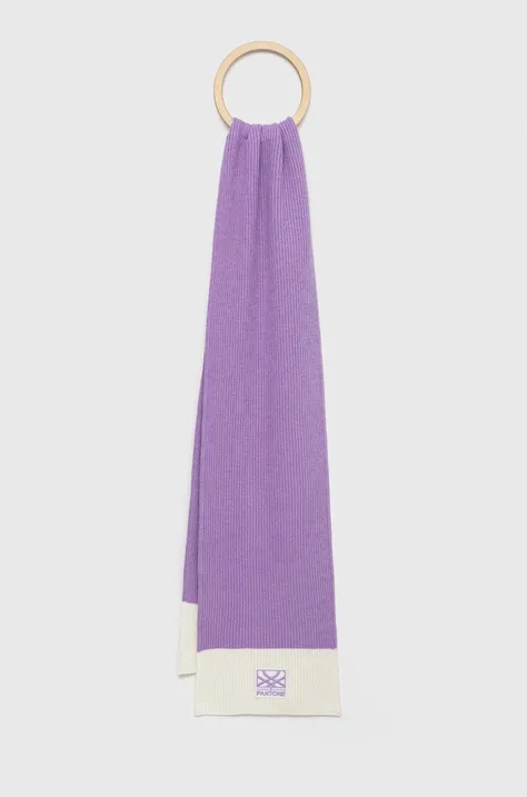 United Colors of Benetton szalik z domieszką wełny x Pantone kolor fioletowy wzorzysty