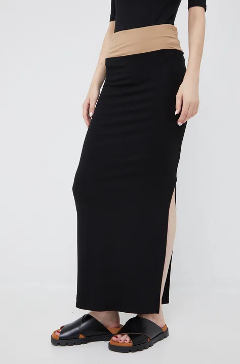 Sukňa Calvin Klein čierna farba, maxi, rovný strih