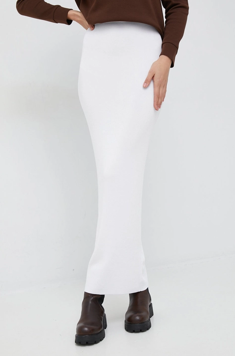 Calvin Klein fusta culoarea alb, maxi, creion