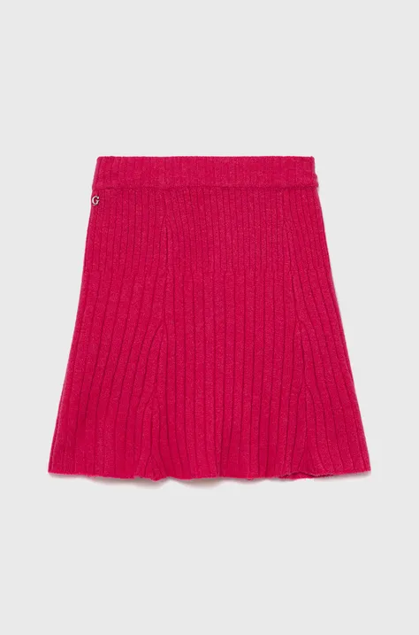 Guess spódnica dziecięca kolor różowy mini rozkloszowana