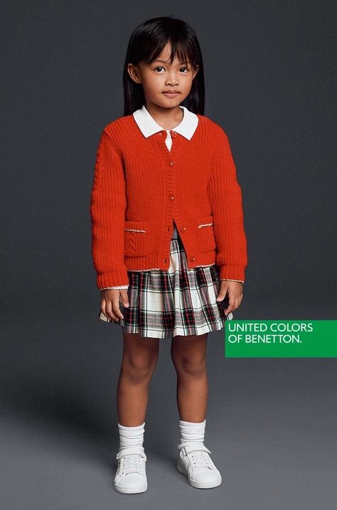 Дитяча спідниця United Colors of Benetton колір бежевий mini розкльошена