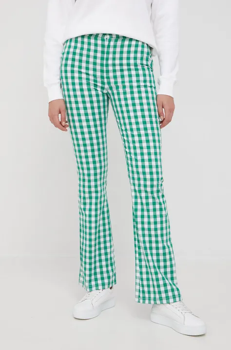 Pepe Jeans spodnie damskie kolor zielony dzwony high waist