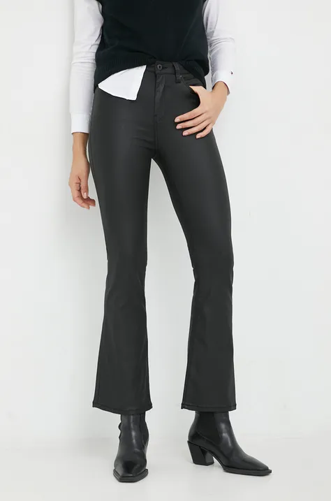Kalhoty Pepe Jeans Dion Flare dámské, černá barva, zvony, high waist
