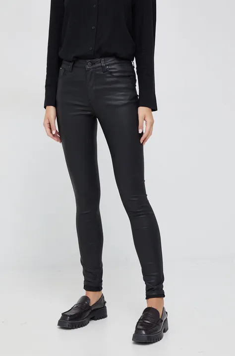 Hlače Pepe Jeans za žene, boja: crna, uski kroj, visoki struk