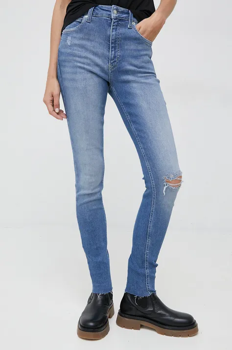 Rifle Calvin Klein Jeans Rise dámske, vysoký pás