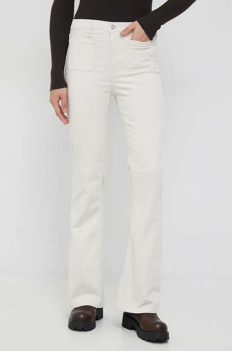 GAP spodnie sztruksowe damskie kolor beżowy dzwony high waist
