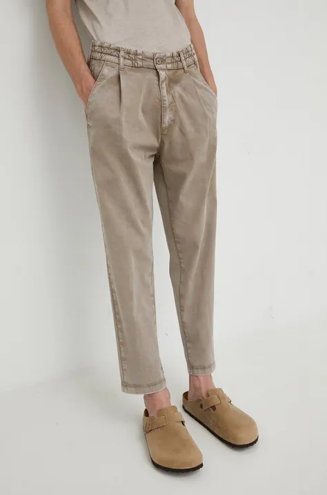 Kalhoty Drykorn pánské, hnědá barva, jednoduché