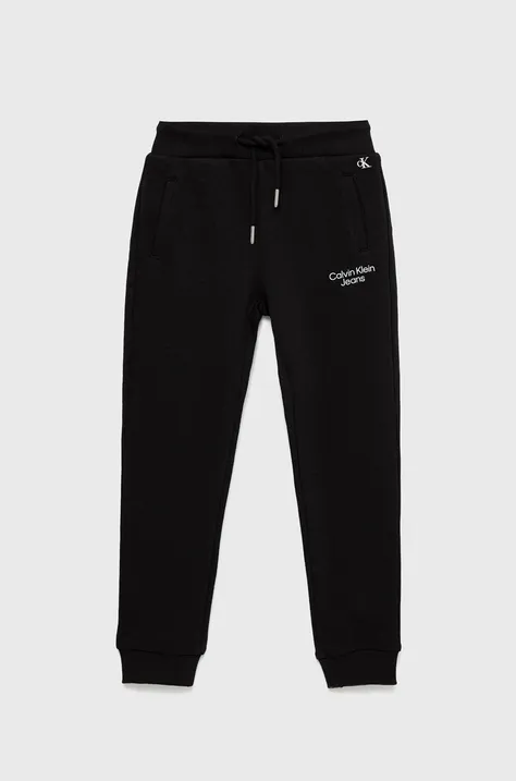 Calvin Klein Jeans spodnie dresowe dziecięce IB0IB01282.9BYY kolor czarny melanżowe