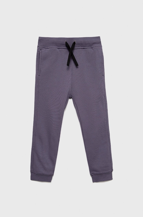 Sisley pantaloni de trening din bumbac pentru copii culoarea violet, neted