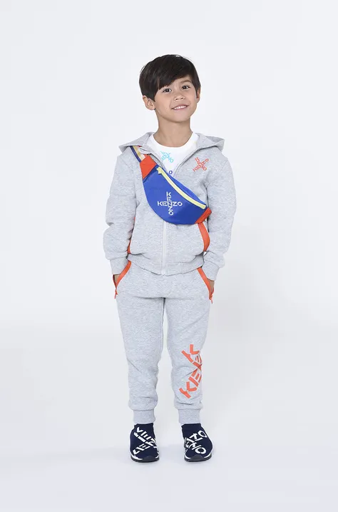 Дитячі спортивні штани Kenzo Kids колір сірий з принтом