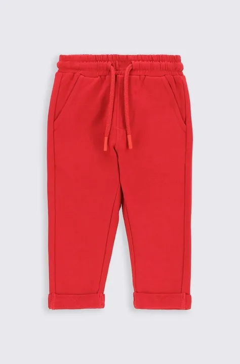 Coccodrillo spodnie dresowe niemowlęce kolor czerwony gładkie