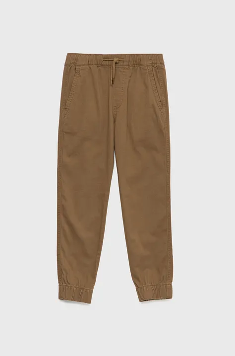 Abercrombie & Fitch pantaloni copii culoarea maro, neted