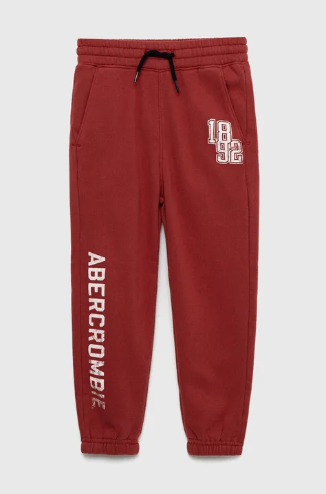 Abercrombie & Fitch spodnie dresowe dziecięce kolor czerwony gładkie