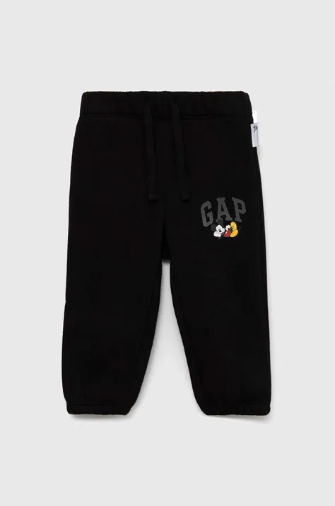 Дитячі спортивні штани GAP x Disney колір чорний однотонні