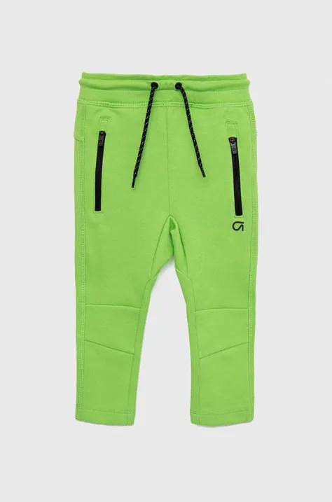 Дитячі спортивні штани GAP колір зелений однотонні