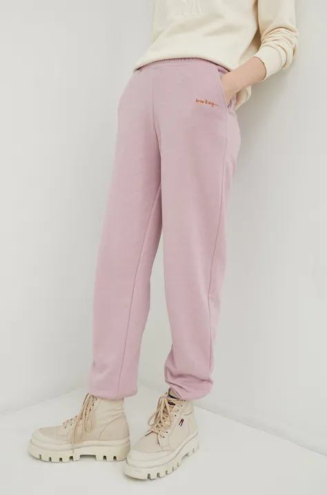 JDY spodnie dresowe damskie kolor różowy gładkie