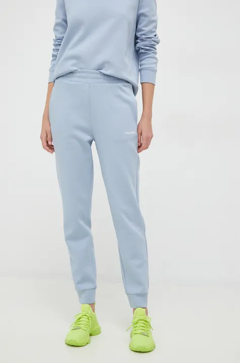 Calvin Klein spodnie dresowe damskie kolor niebieski gładkie