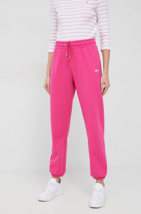Παντελόνι φόρμας Dkny χρώμα: ροζ