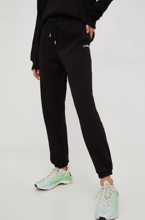 Спортивні штани Dkny жіночі колір чорний однотонні