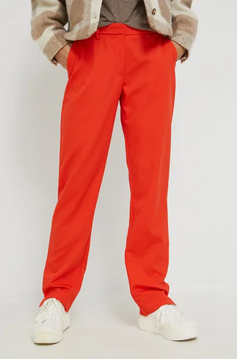 Παντελόνι Pieces Malie , χρώμα: πορτοκαλί,