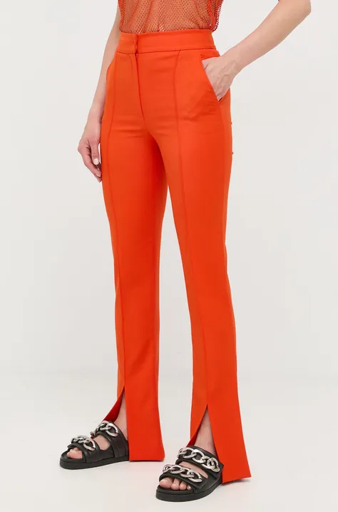 Patrizia Pepe spodnie damskie kolor pomarańczowy dzwony high waist