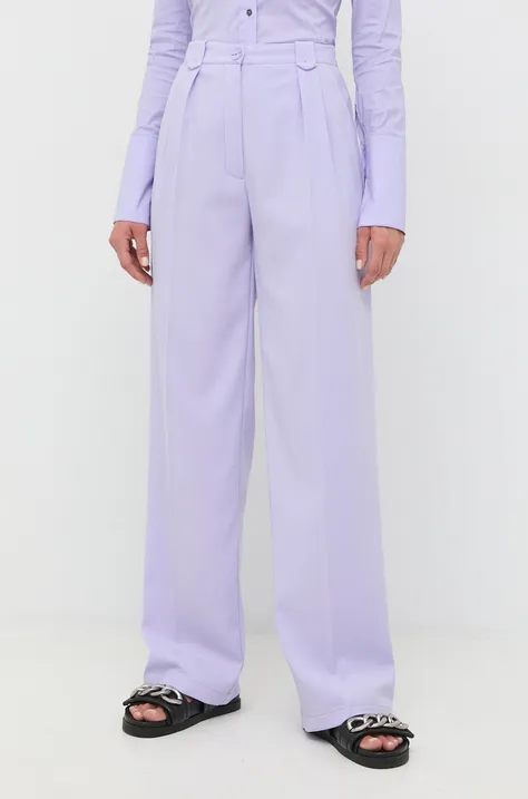 Patrizia Pepe spodnie damskie kolor fioletowy proste high waist