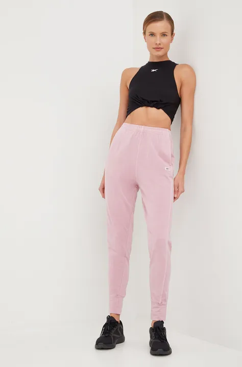 Спортивные штаны Reebok Classic женские цвет розовый однотонные