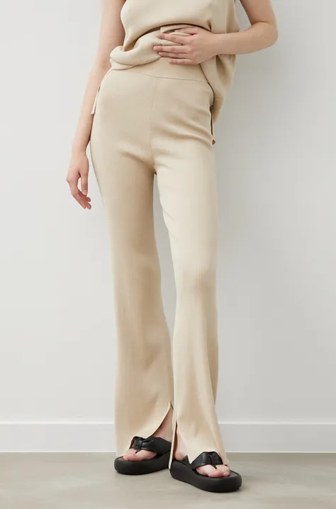 Drykorn spodnie damskie kolor beżowy proste high waist