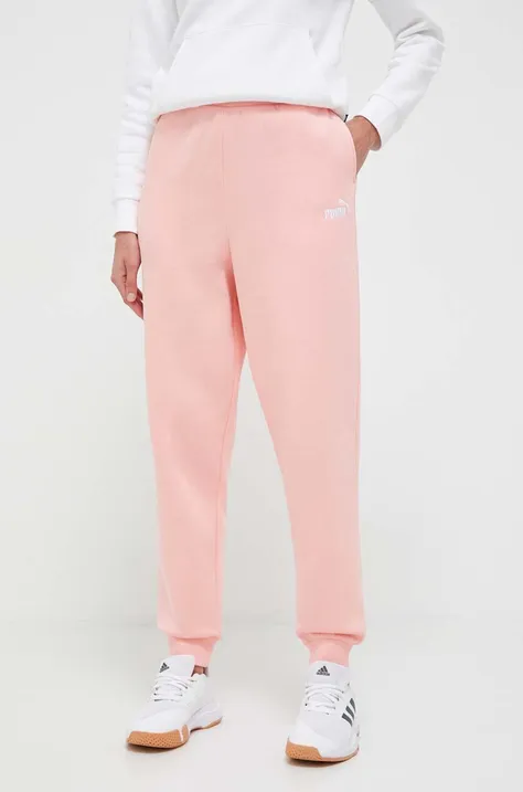 Puma spodnie damskie kolor różowy gładkie