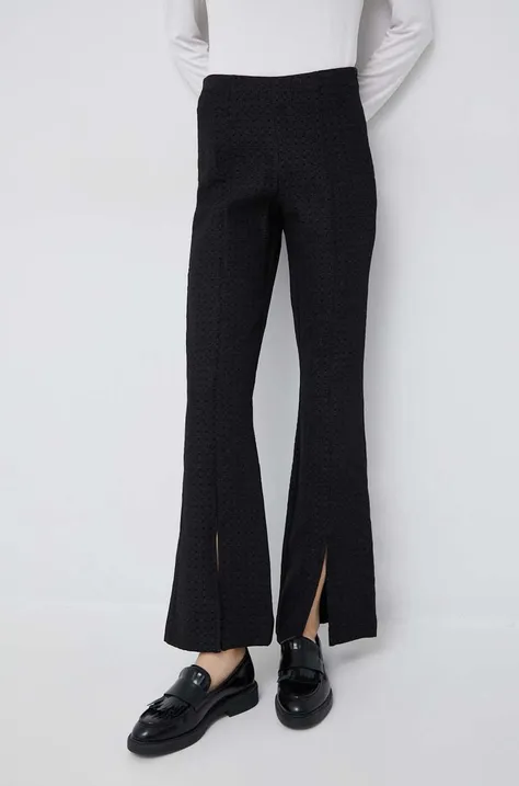 Y.A.S spodnie Vinna damskie kolor czarny szerokie medium waist