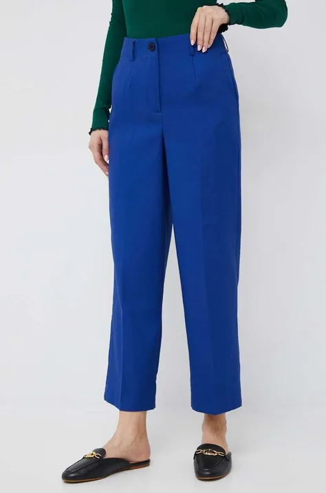 Vero Moda spodnie damskie kolor niebieski proste high waist