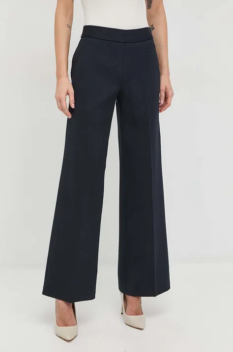 Spanx spodnie damskie kolor granatowy szerokie high waist