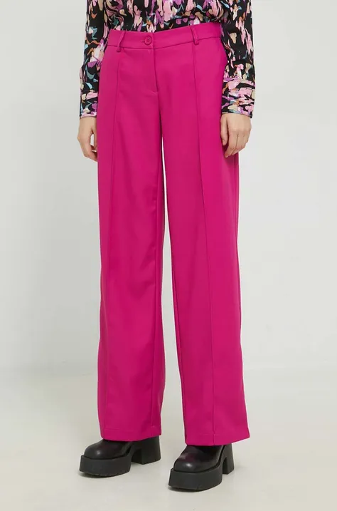 Noisy May spodnie damskie kolor fioletowy szerokie medium waist