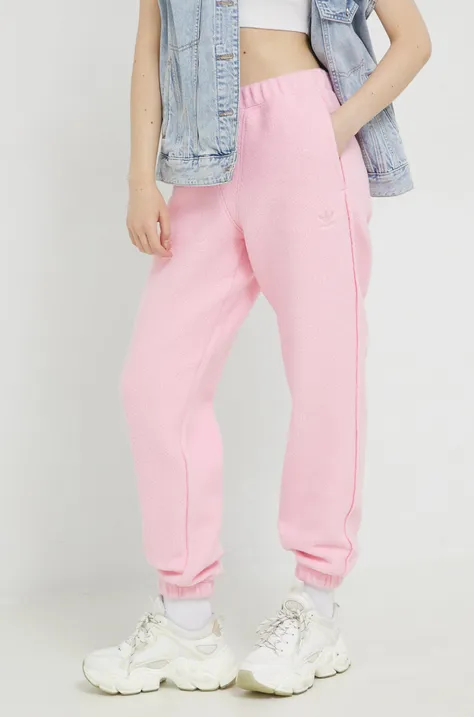 adidas Originals spodnie dresowe damskie kolor różowy gładkie